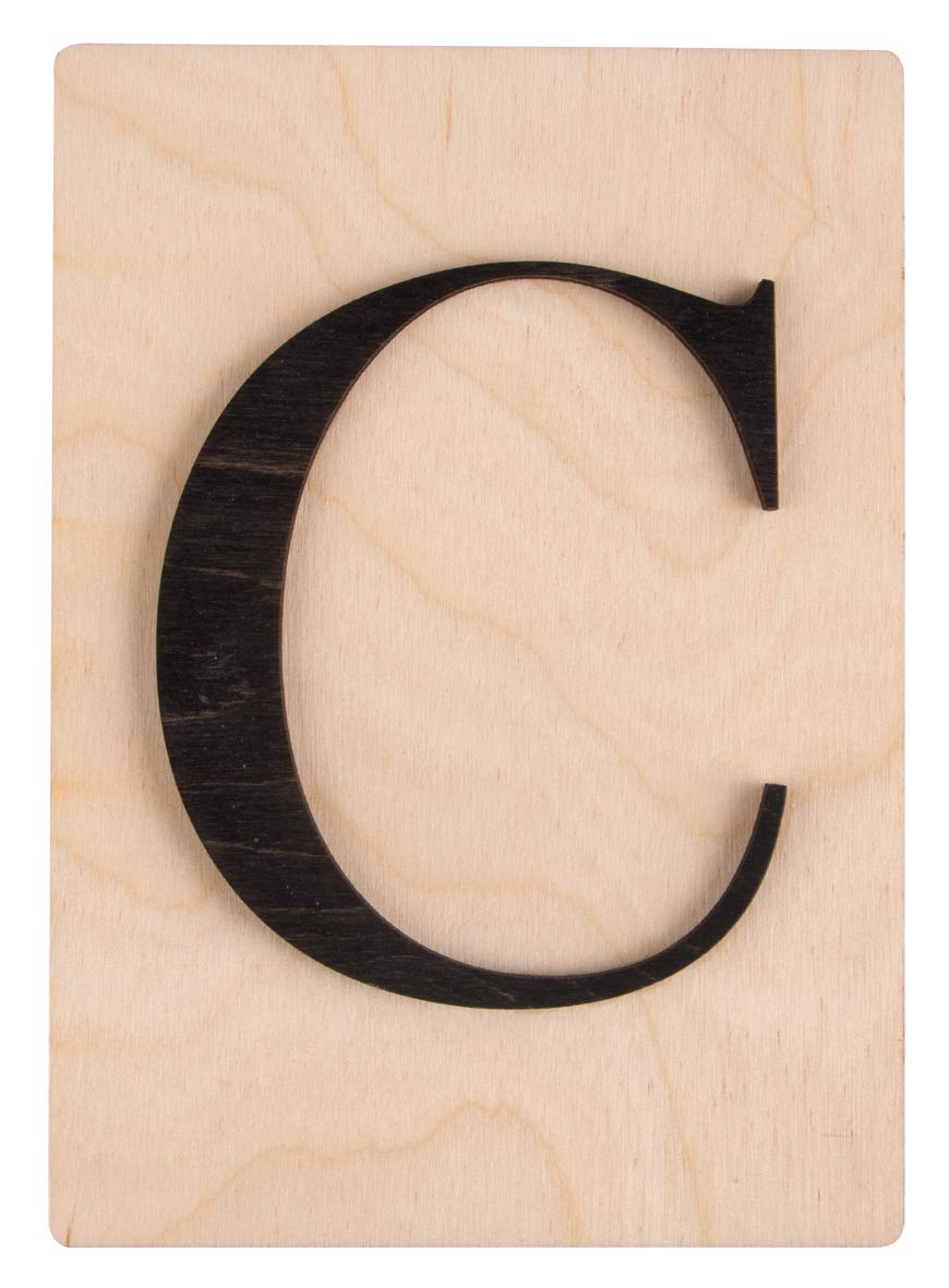 Rayher 63094576 Large Wooden Letter Tile for DIY Wall Art, Letter C for Names, Words, Crafts and Wall Decoration, 10.5 x 14.8 cm