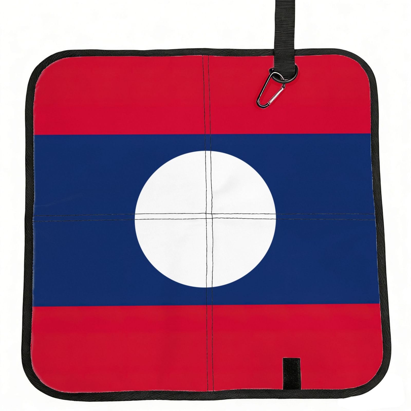 AYYQWE Flag Of Laos Print Foldable Seat Cushion Portable Chair Pad Office Commuting Picnic Camping Outdoor
