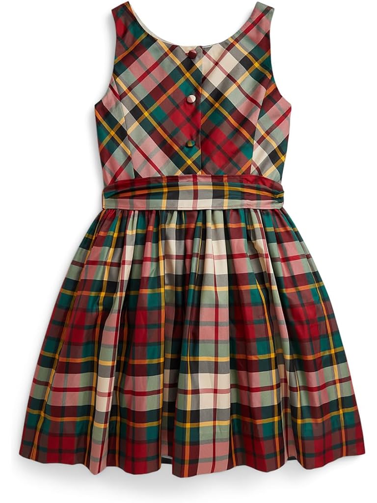 Red Polo Ralph Lauren Plaid Taffeta Dress (Big Kid)