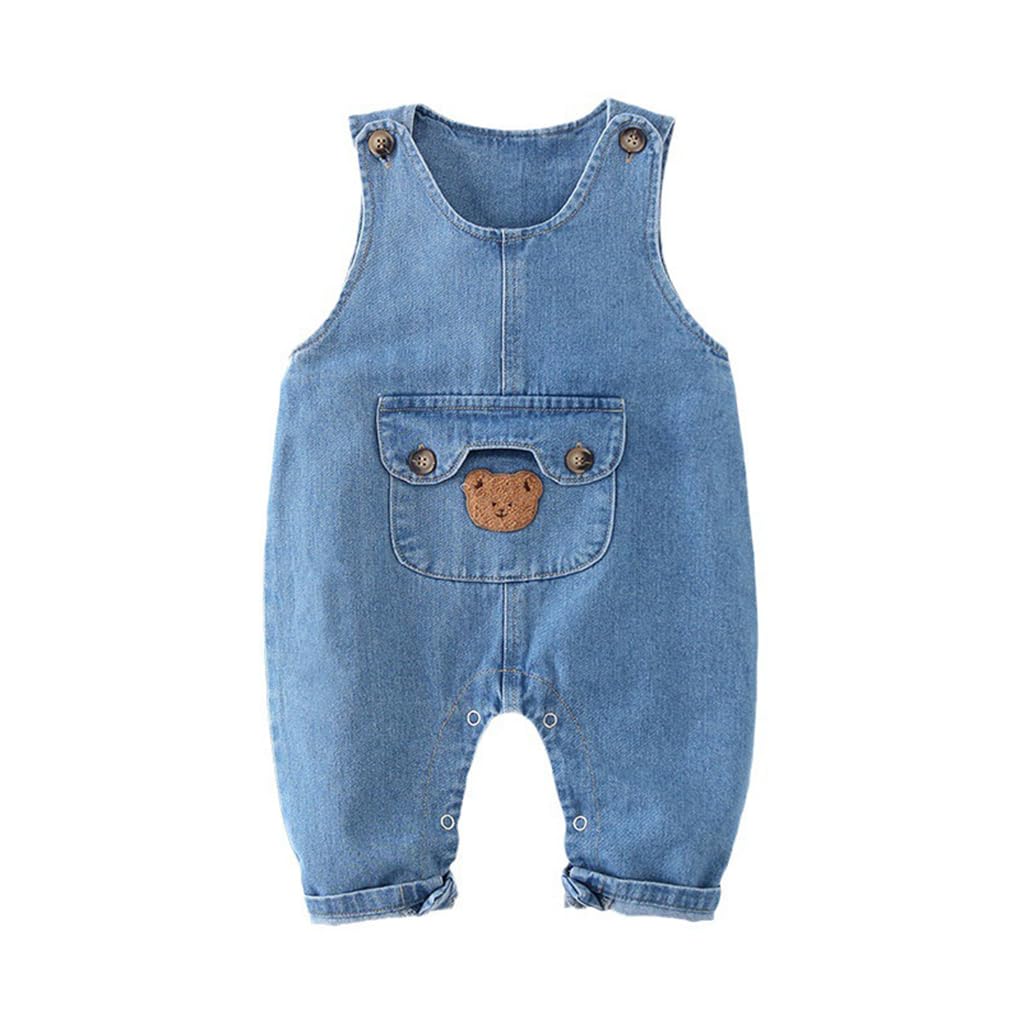 Salopette Bimba, Salopette Bimbo Bambino Jeans Tuta Orso Cartone Animato Blu Salopette Moda Denim Tempo Libero Tuta da Neonata Neonato Jeans Jumpsuit per Bambina 0-24 mesi