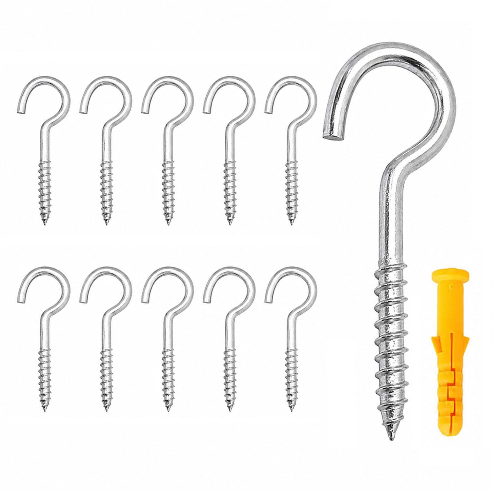 Fortunix 304 Stainless Steel Eye Screws Metal Screw in Hooks, 10PCS M6×80 Heavy Duty Eyelet Eyes Bolts Kit, Vine Eyes Self Tapping Round Heavy Duty Eye Nails for DIY Cork Crafts Wooden Frames Hanging