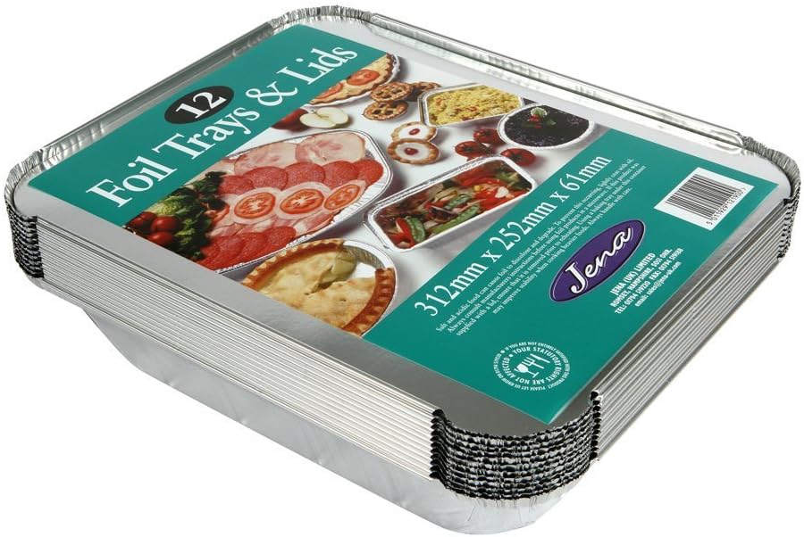 Deluxe Quality Jena 12 Pack Large Foil Trays & Lids with Free Shipping