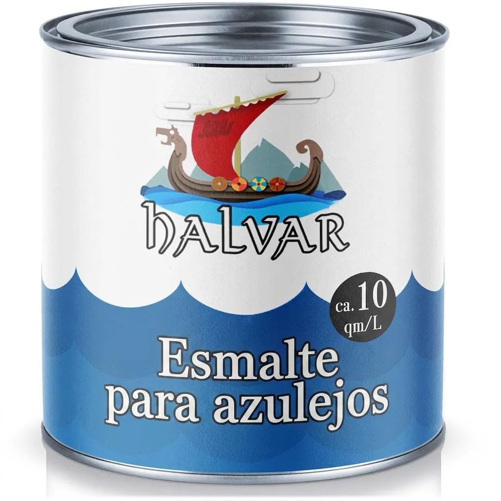 Halvar Pintura para azulejos escandinava de 2 componentes, brillante, blanco, gris y negro, todo RAL, barniz para baldosas de dos componentes (5 L, blanco)