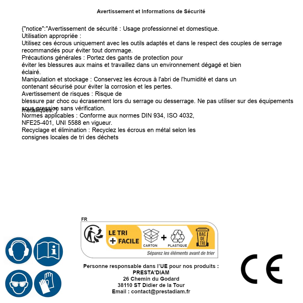 D-Work, 25 dadi esagonali, passo a sinistra, M2,5 mm, DIN 934, acciaio inox A4