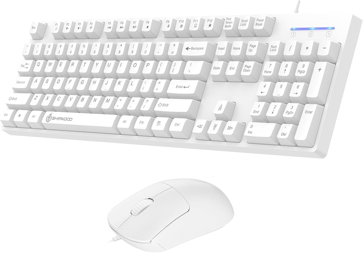 104 Keys Gaming Keyboard and Mouse,Wired Full Size Keyboard,Wired Kids Computer Keyboard,Compatible with Windows,macOS,Value Combo Set (White Keyboard and Mouse)