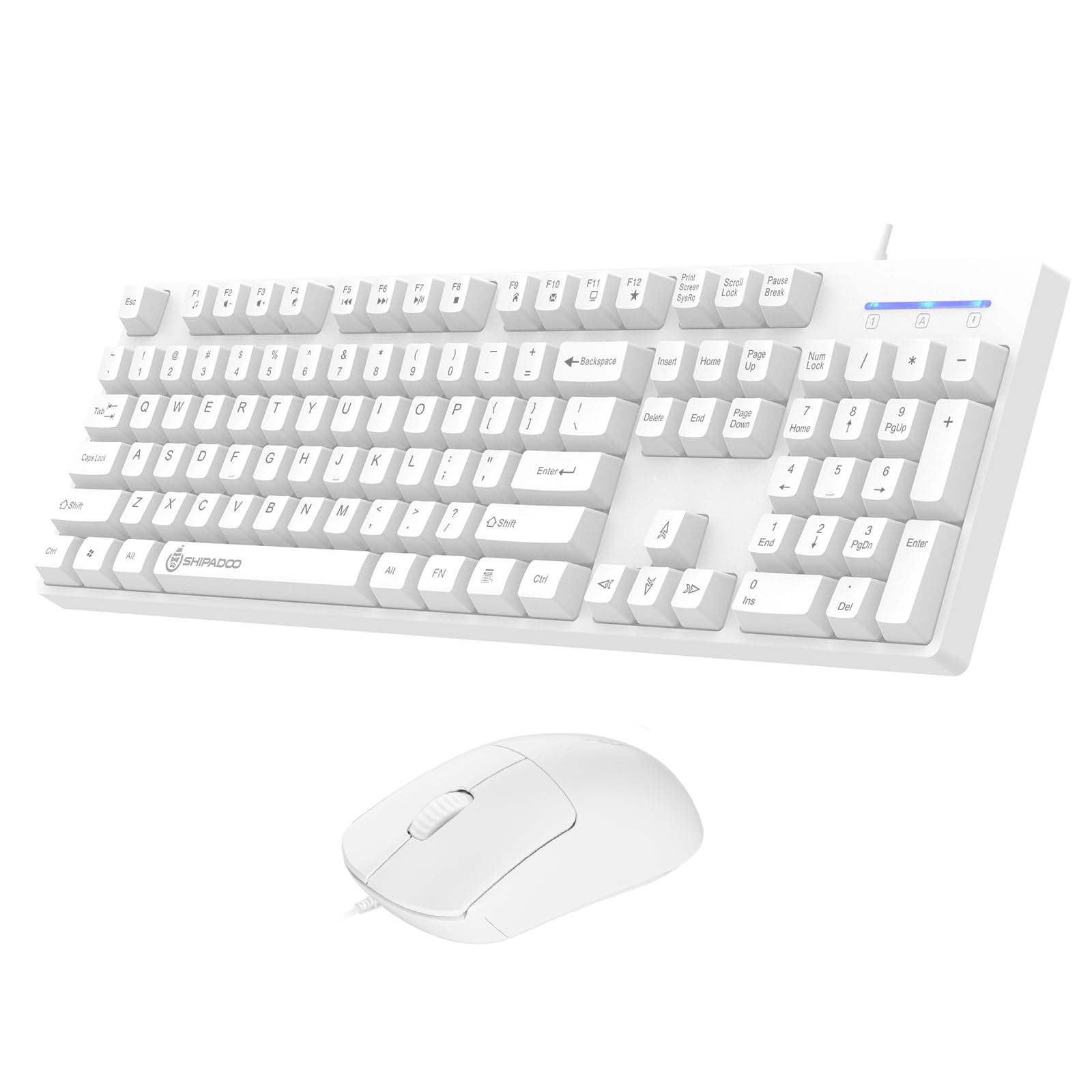 104 Keys Gaming Keyboard and Mouse,Wired Full Size Keyboard,Wired Kids Computer Keyboard,Compatible with Windows,macOS,Value Combo Set (White Keyboard and Mouse)-image-47