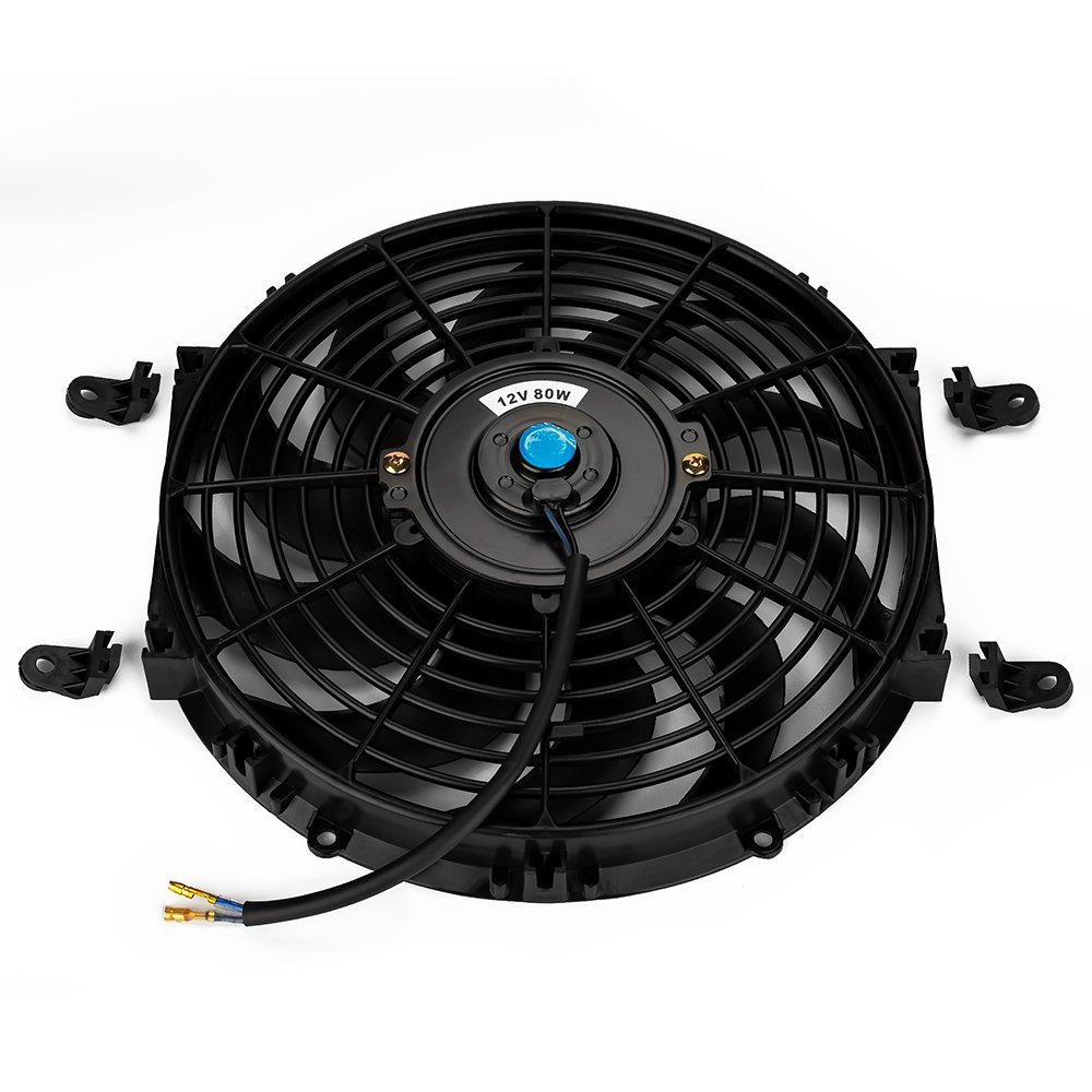 Ventilador de refrigeración para coche, 12 V, 12 pulgadas, con 10 aspas, refrigerador de motor, ventilador 80 W, ventilador de refrigeración eléctrico (12 pulgadas/30,5 cm)