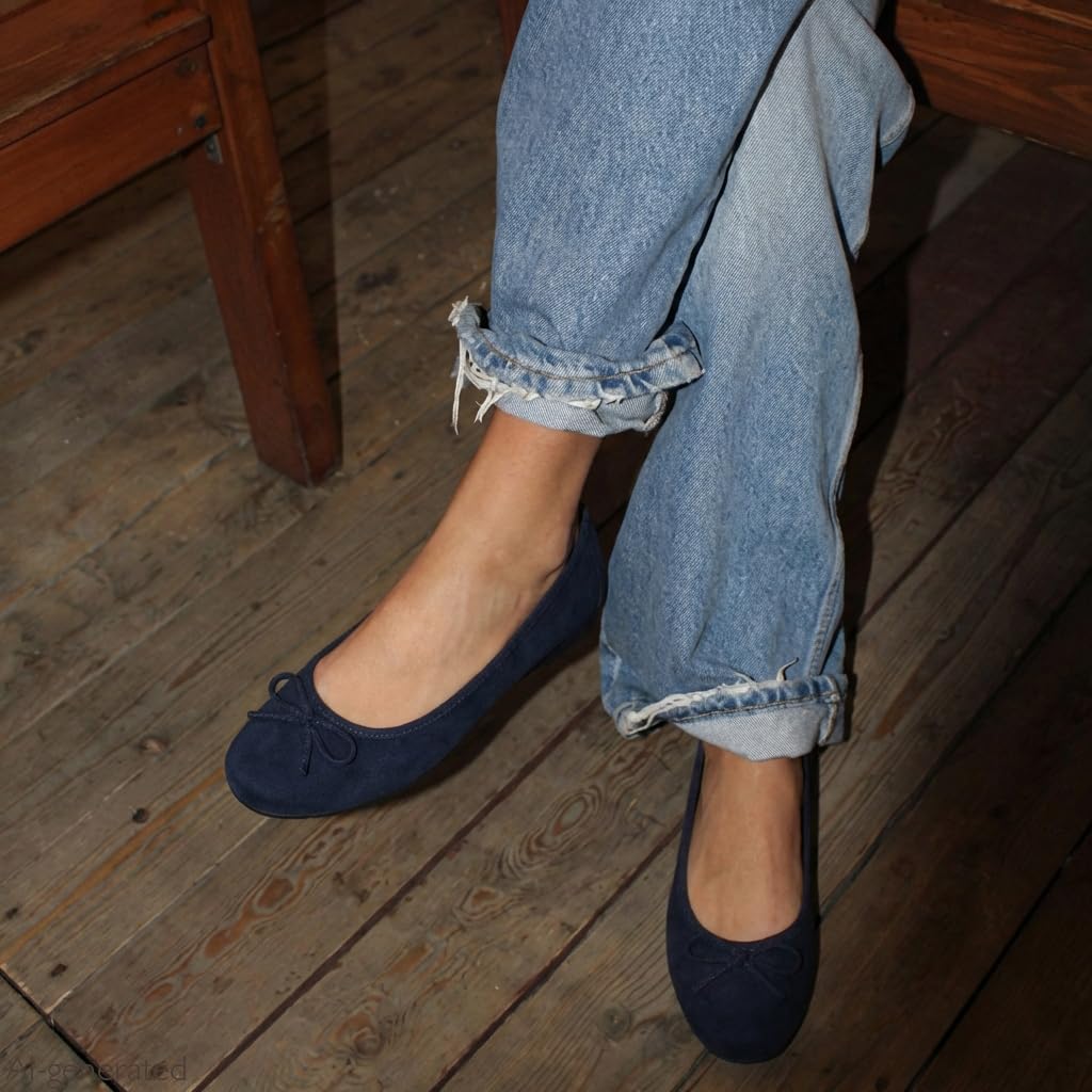 Jana Damen Ballerinas mit Schleife Vegan