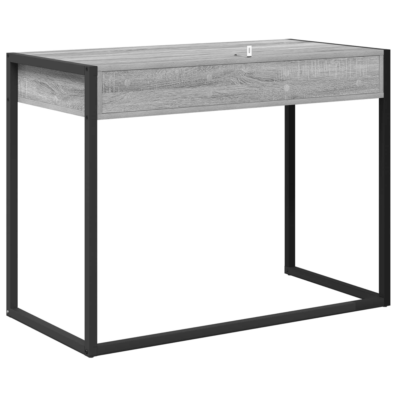 Scrivania grigio sonoma in legno ingegnerizzato 100 x 50 x 75 cm con struttura in acciaio stabile, tavolo lavoro per ufficio, studio, gaming, smartworking, casa, soggiorno