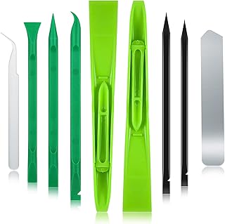 9pack of Plastic Scraper Tools,Carbon Fiber Plastic Cleaning Scraper Tool for Tight Spaces,Crevices,Most Surfaces Perfect to Remove Stickers, Labels,Oil Stains,Food, Dirt, Etc(Classic Green Suit)