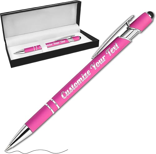 Miniatura 57 de Hasta 500 bolígrafos personalizados a granel con lápiz capacitivo grabado sin lápiz capacitivo, juego de bolígrafos con tu nombre y texto