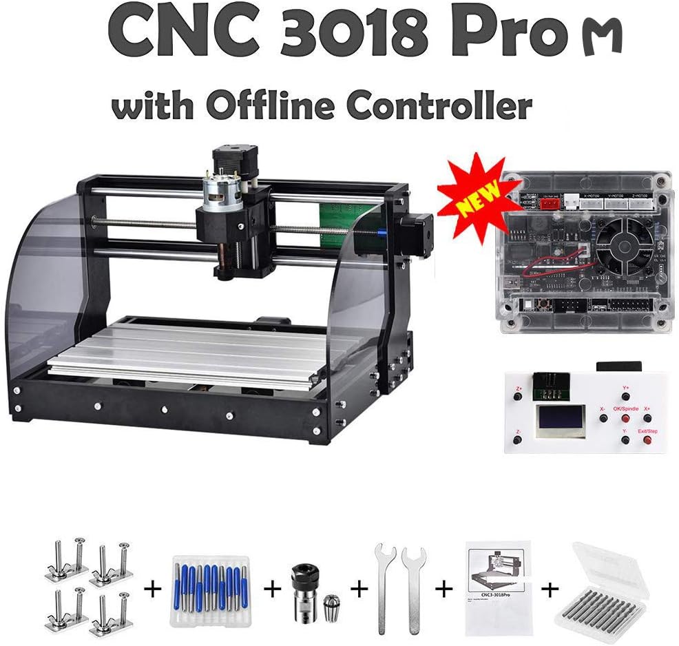 CNC 3018pro-M DIY Mini CNC Machine, Latest 3 Axis Wood Router Used As Laser Engraving Milling Machine For Metal Pcb Milling Machine Wood Router Laser Engraving (3018 PRO M)