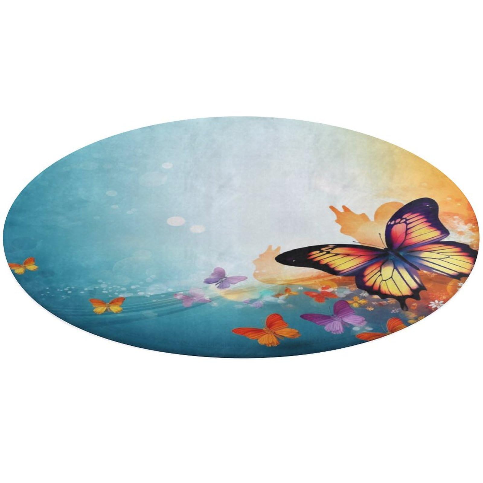 Tapis moderne papillon 90 cm antidérapant en velours corail doux lavable