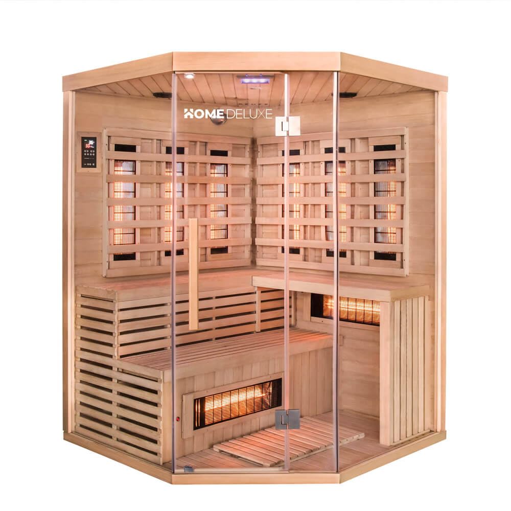 Home Deluxe Infrarotkabine Sahara XXL 150x150x200 cm 8 Vollspektrumstrahler Hemlocktanne Infrarotsauna