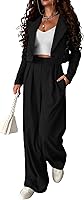 KIRUNDO Women's Cropped Blazer & Wide Leg Pants Set - Business Casual 2 Piece Outfit for Work Office Fall 2025