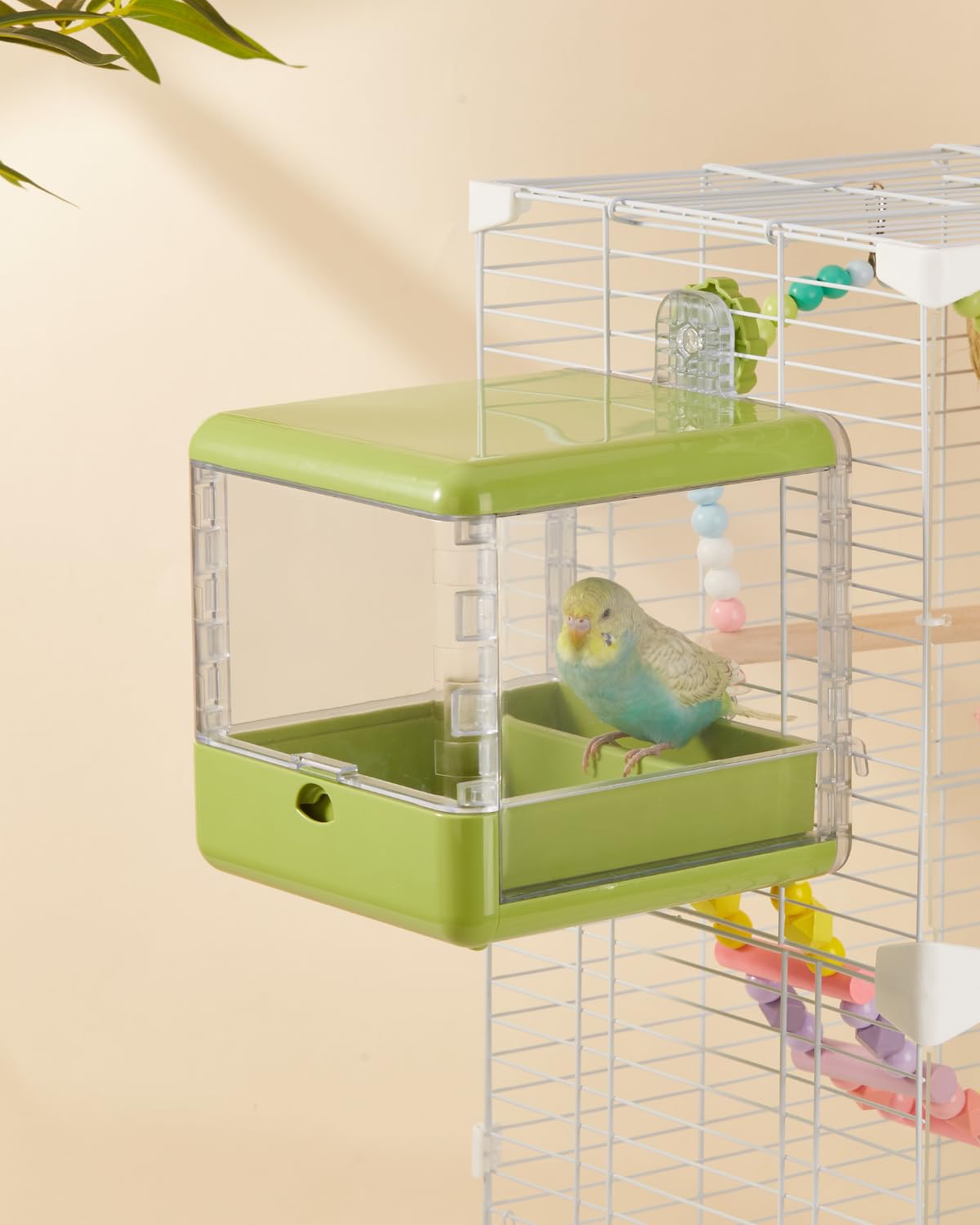 septillar Bird Feeder and Bath for Cage, Hanging Bird Bathtub Bath Shower Box Bowl, Bird Cage Accessories Suitable for Small Medium Birds, Parrots, Lovebirds, Finches, Parakeets, Mannikin (Green)