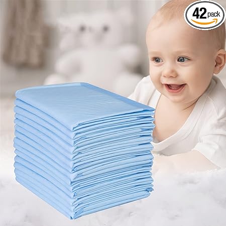 Tinkle Med-Maxsorb Baby Underpads Disposable Sheets, Changing Pads, Baby Water Proof Mat/Bed Protector/Bed Pad 60 X 90 cm, Blue, Pack of 42, Reusable Portable Diaper Changing Mats, Hypoallergenic