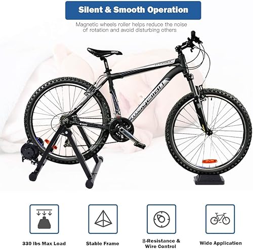 Miniatura 2 de Soporte de entrenamiento de bicicleta, soporte de bicicleta estacionario para montar en interiores, soporte magnético de acero para ruedas de 26 a