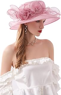 RZTA Women's Kentucky Derby Church Dress Hat Wide Brim Leaf Flower Bridal Shower Hat