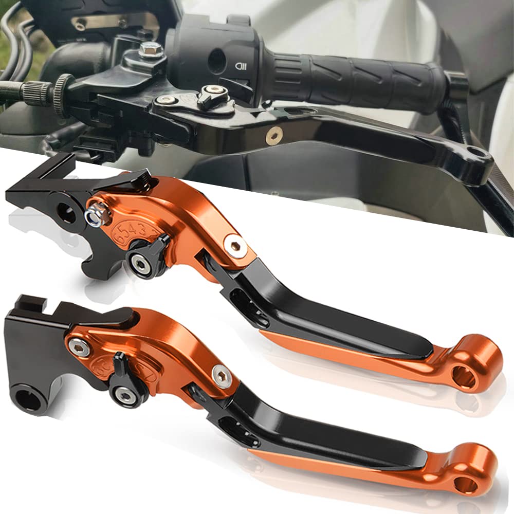 890 Adventure Regolabile Leve Freno e Frizione Per Moto CNC Alluminio per 890 Adventure 2021 (Arancione/Nero)
