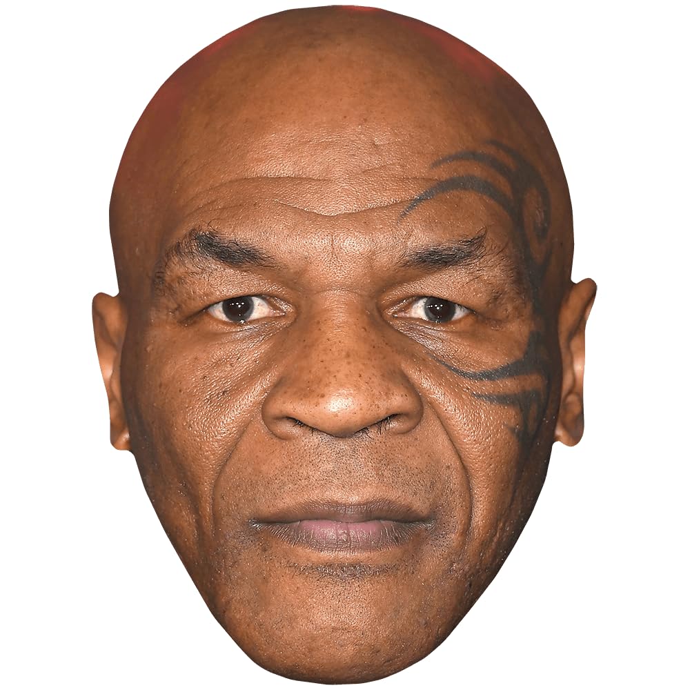 Mike Tyson (Serious) Celebrity Mask, Flat Card Face, Fancy Dress Mask