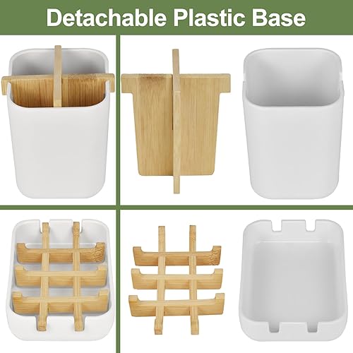 Miniatura 3 de Juego de soportes para cepillos de dientes y jabonera, soporte para cepillos de dientes con 4 ranuras, bandeja de jabón de plástico para ducha,