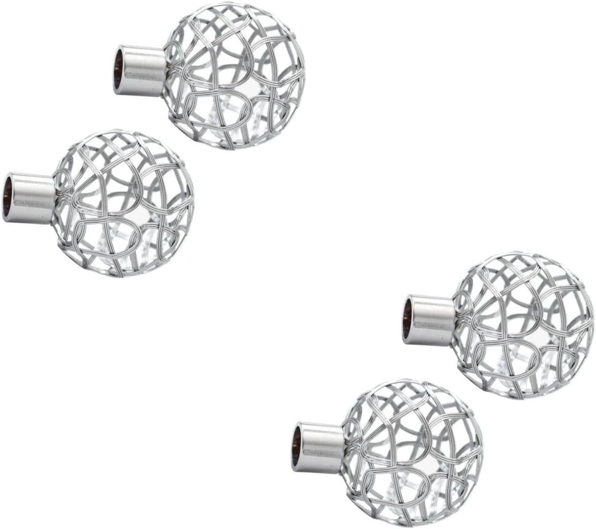 Veemoon Home Decor 4 Pcs Curtain Rod Finials Nordic Style Roman Curtain Pole Lattice Cage Ends Cap Twisted Cage Finials Replacement for Home Shop