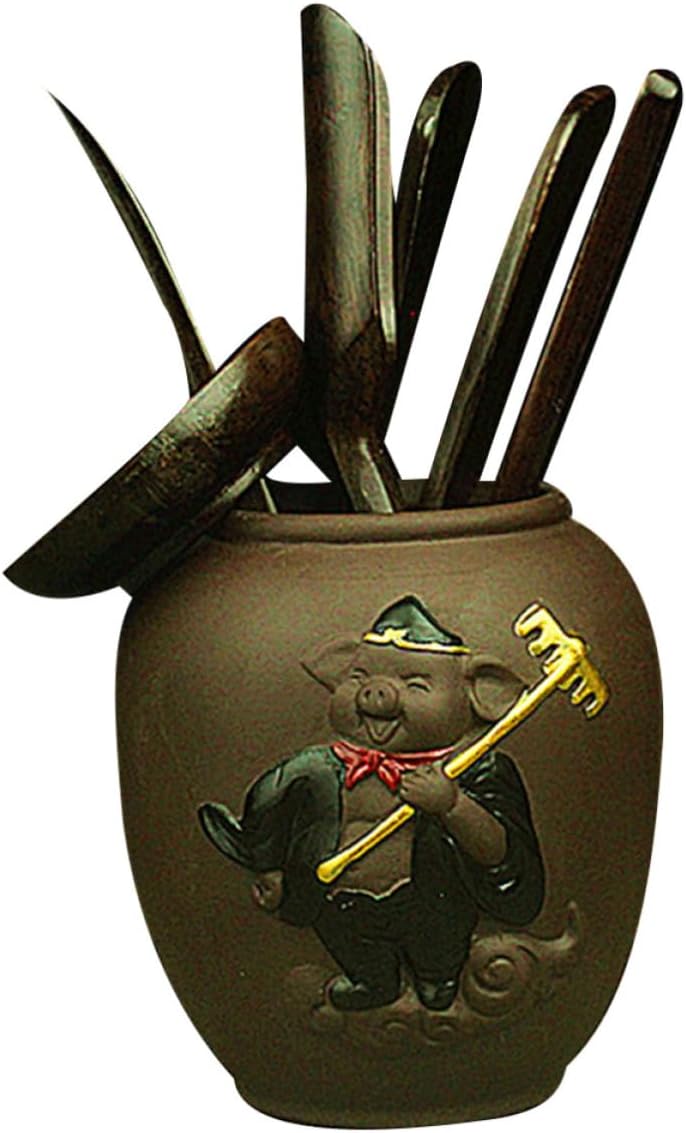 Ebony Wood Tea Making Tool Kit 6 Pcs Chinese Kung Fu Set
