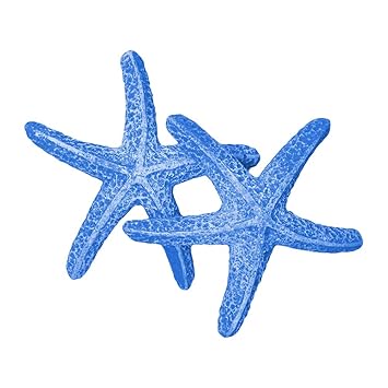 Quickun 3.5 inches Aquarium Decoration Artificial Starfish Coral Ornament Silicone Resin for Fish Tank Decor, Blue 2 Pieces