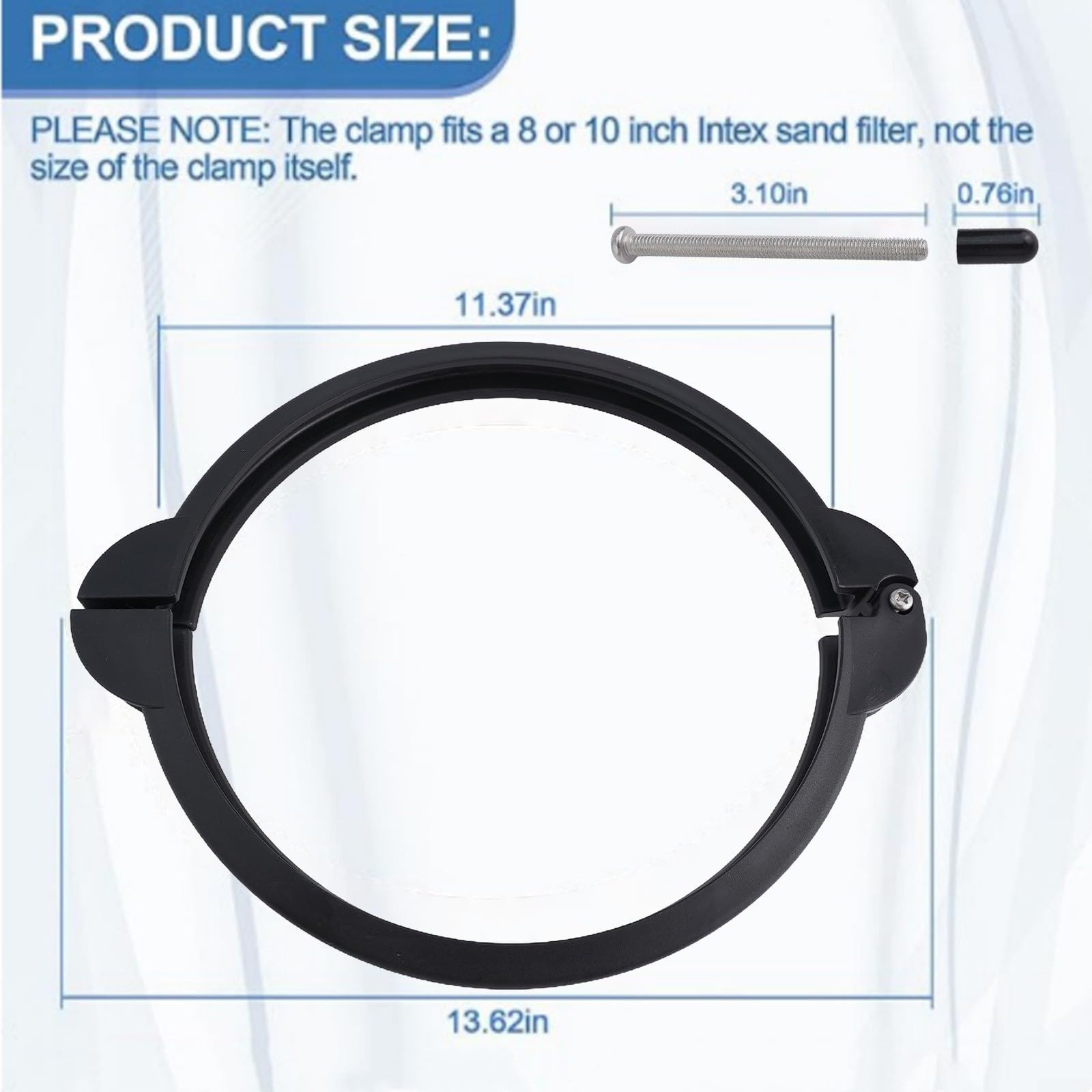Ersatz-Klemmmanschette für Ring für Intex SF90110-1 Modell, Schaftmanschette Schelle Schaftmanschette, 10 Zoll Sandfilterpumpenklemme O- für RING Kit