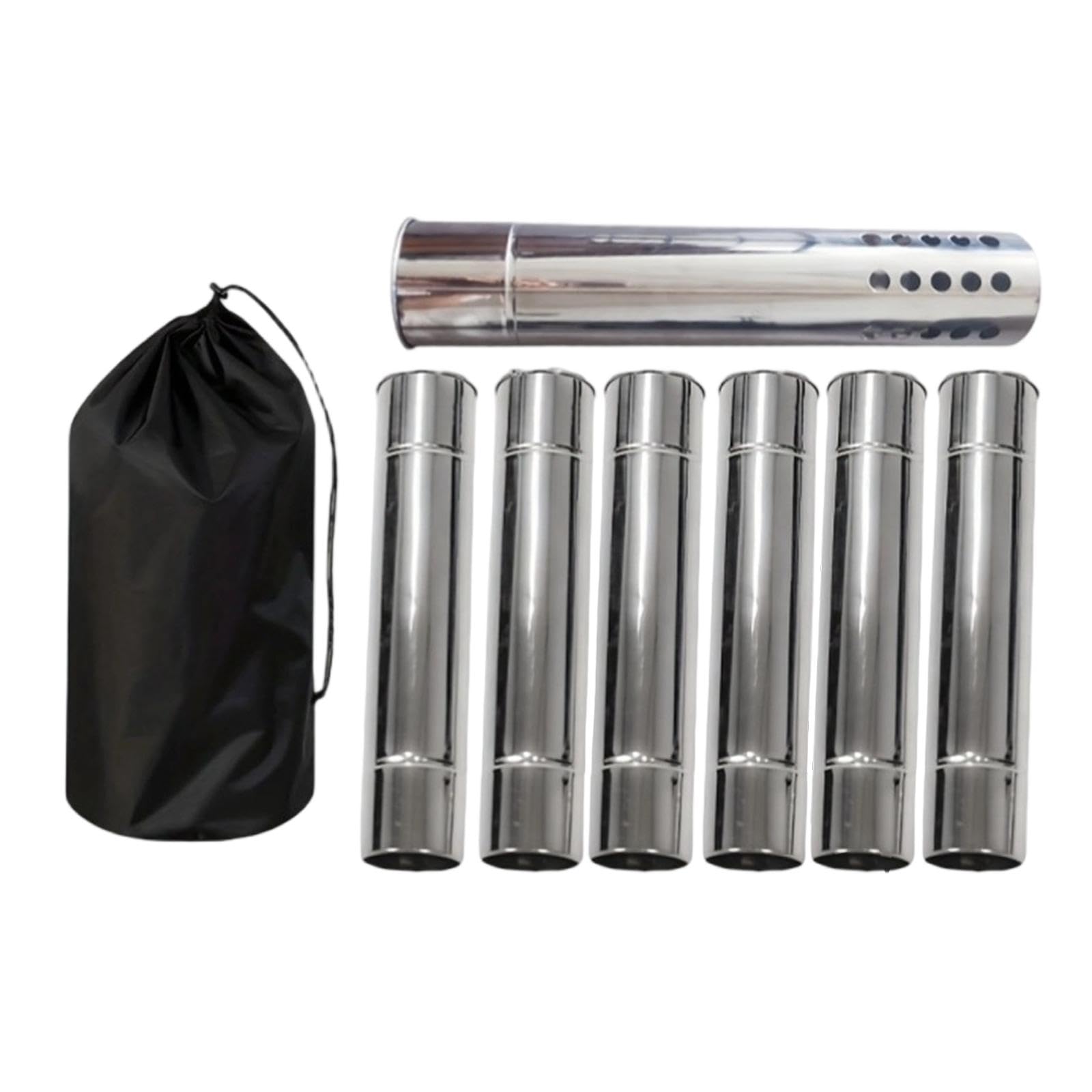6 Tubos de Chimenea de Acero Inoxidable para Estufa de Camping, para Uso en Exteriores.