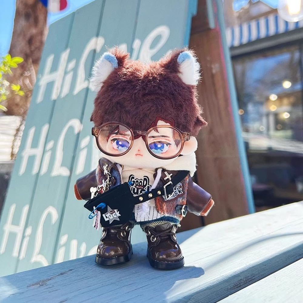 niannyyhouse Doll Dress Up Hoodies Jackets Jeans Backpacks Glasses Shoes Vintage Outfit 10cm 15cm 20cm Plush Doll Clothes (10cm)
