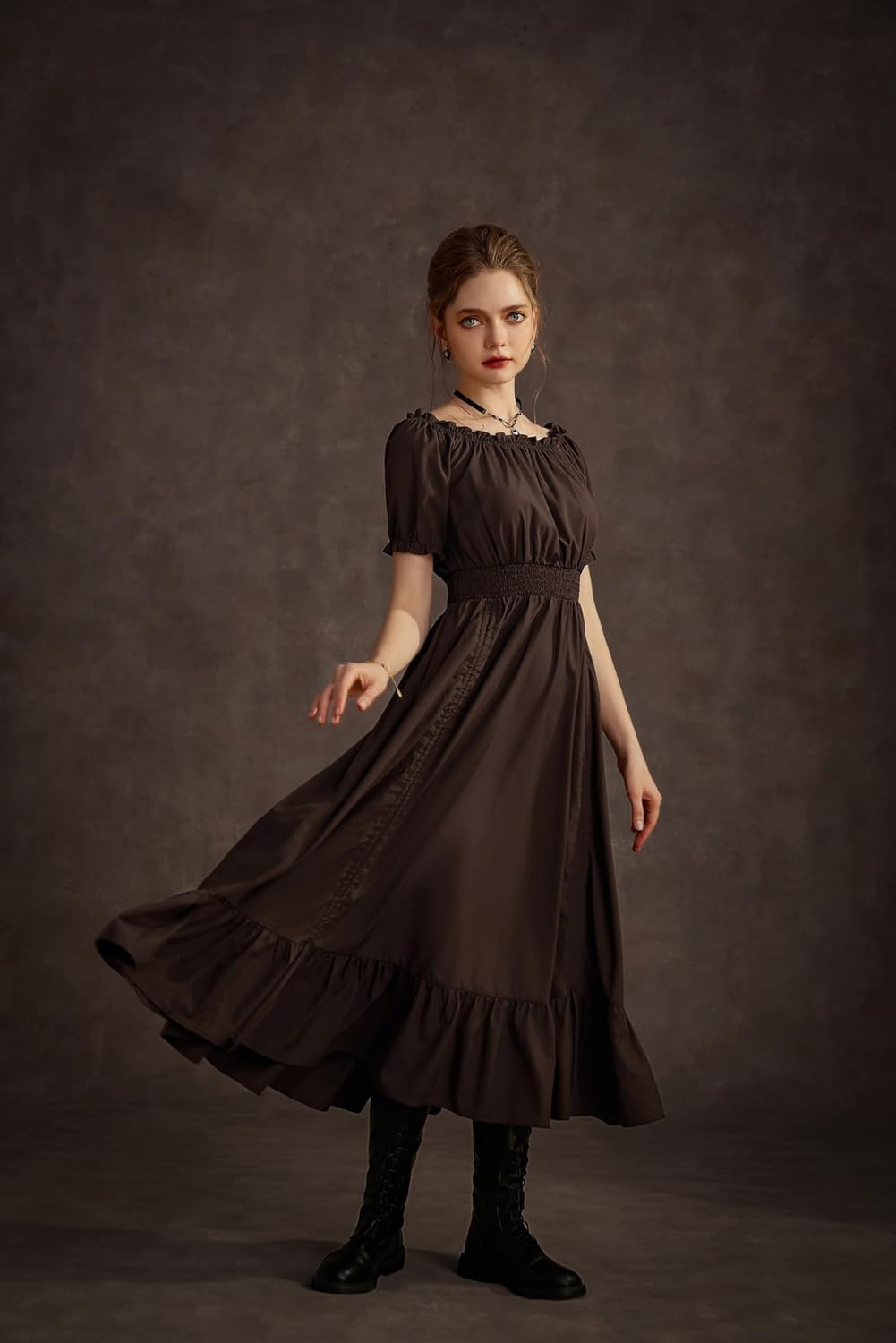 SCARLET DARKNESS Renaissance Costume Women Steampunk Corset Dress Medieval Ren Faire Dress - Image 5