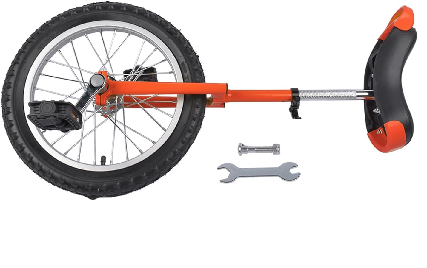 16 Inch Height Adjustable Unicycle for Balance Training, Outdoor Fitness & Circus Performance, Durable Steel Frame, Anti-Slip Pedals, Comfortable PU Seat, Easy Assembly - Orange
