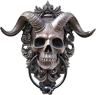 FitBest Sabbatic Horned God Skull Door Knocker, Satanic Devil Door Hanging Knocker Wall Decor, Decorative Doorknocker for Front Door Wall (13.5 x 11 x 3cm)