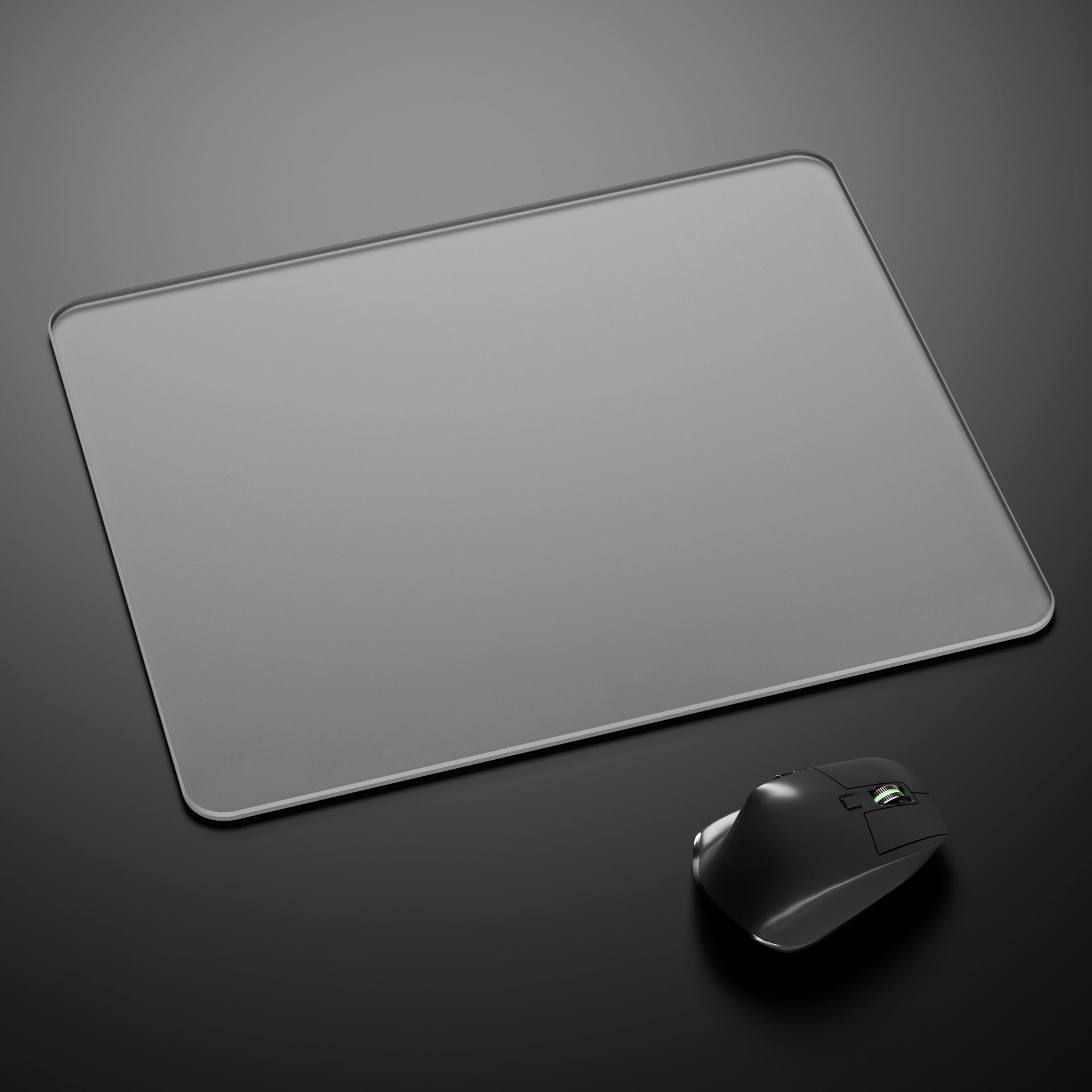 Glass Gaming Mouse Pad - 350x300mm, Etched Frosted Surface for Enhanced Accuracy, Noiseless Smooth Movement, Scratch-Proof & Durable - Stylish Printed Back for Multi-Scenario Use (Platinum Void)