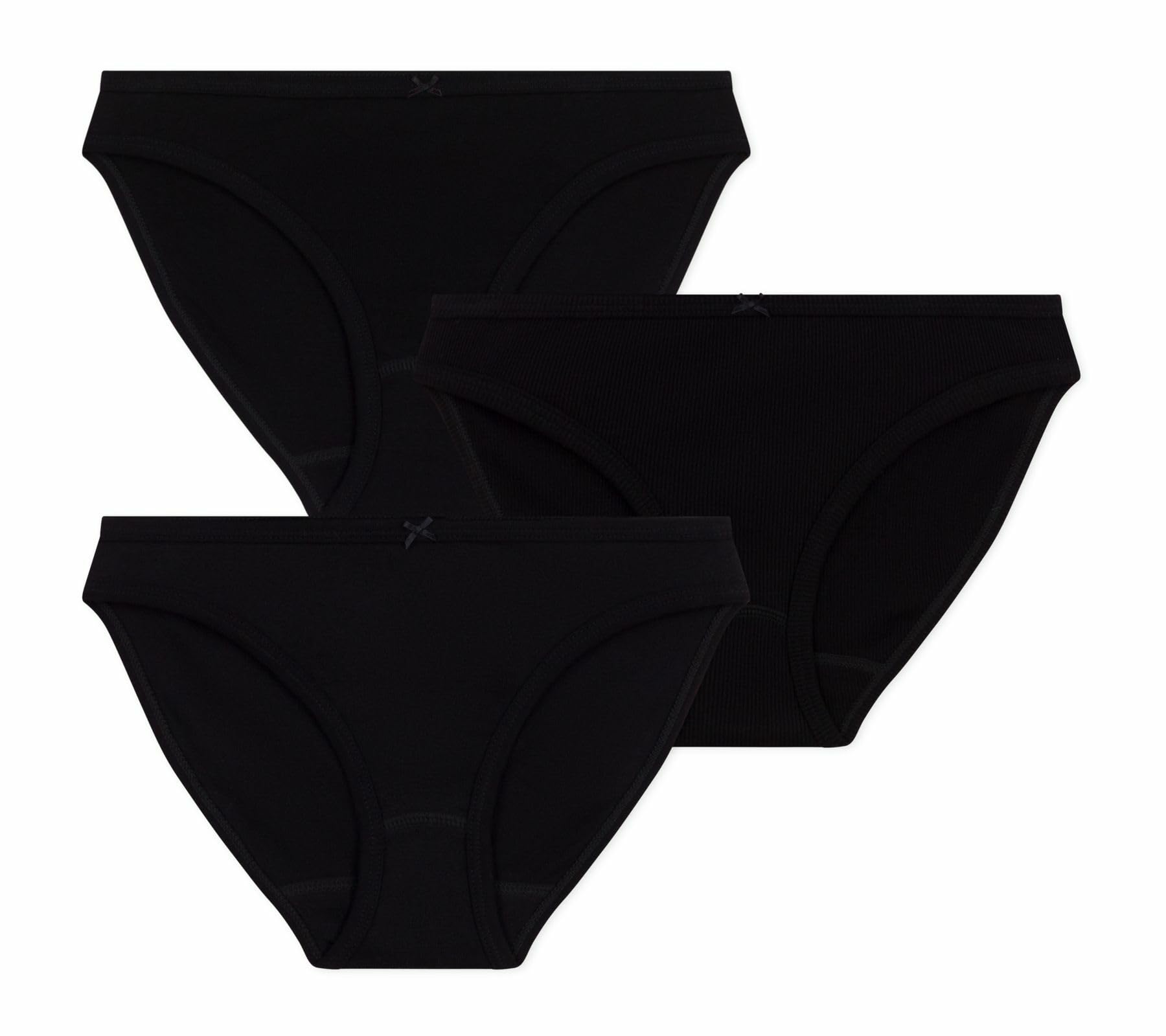 Petit Bateau Pack Of 3 Knickers In Cotton Women's Black Extra Small