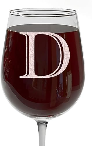 Miniatura 131 de Copa de vino grabada con monograma de 16 onzas (letra R) – Regalos personalizados de la A-Z para mujeres, regalos de vino personalizados para ella