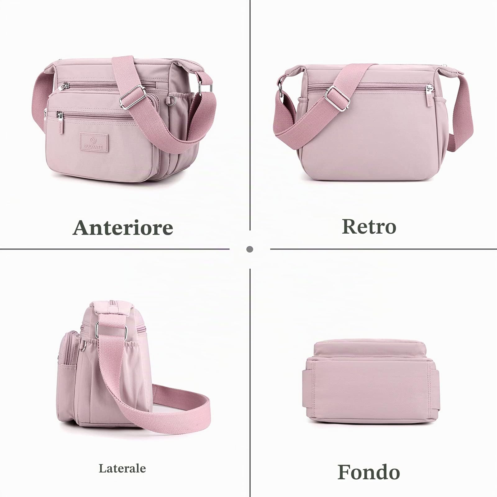Donna Borsa a Tracolla Casual Borse a Spalla Multitasche Nylon Borsetta Crossbody Bag per Viaggio Escursionismo Uso Quotidiano