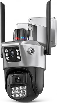 6MP Dual Lens Ak ll  G venlik Kameras , 355  Hareketli WiFi IP66 Waterproof D  Mekan Kamera, Gece G r l  Sesli G r me Otomatik Takip  akarl  Alarm H.265 2.4GHz WiFi Ethernet 128GB Kart Destekli
