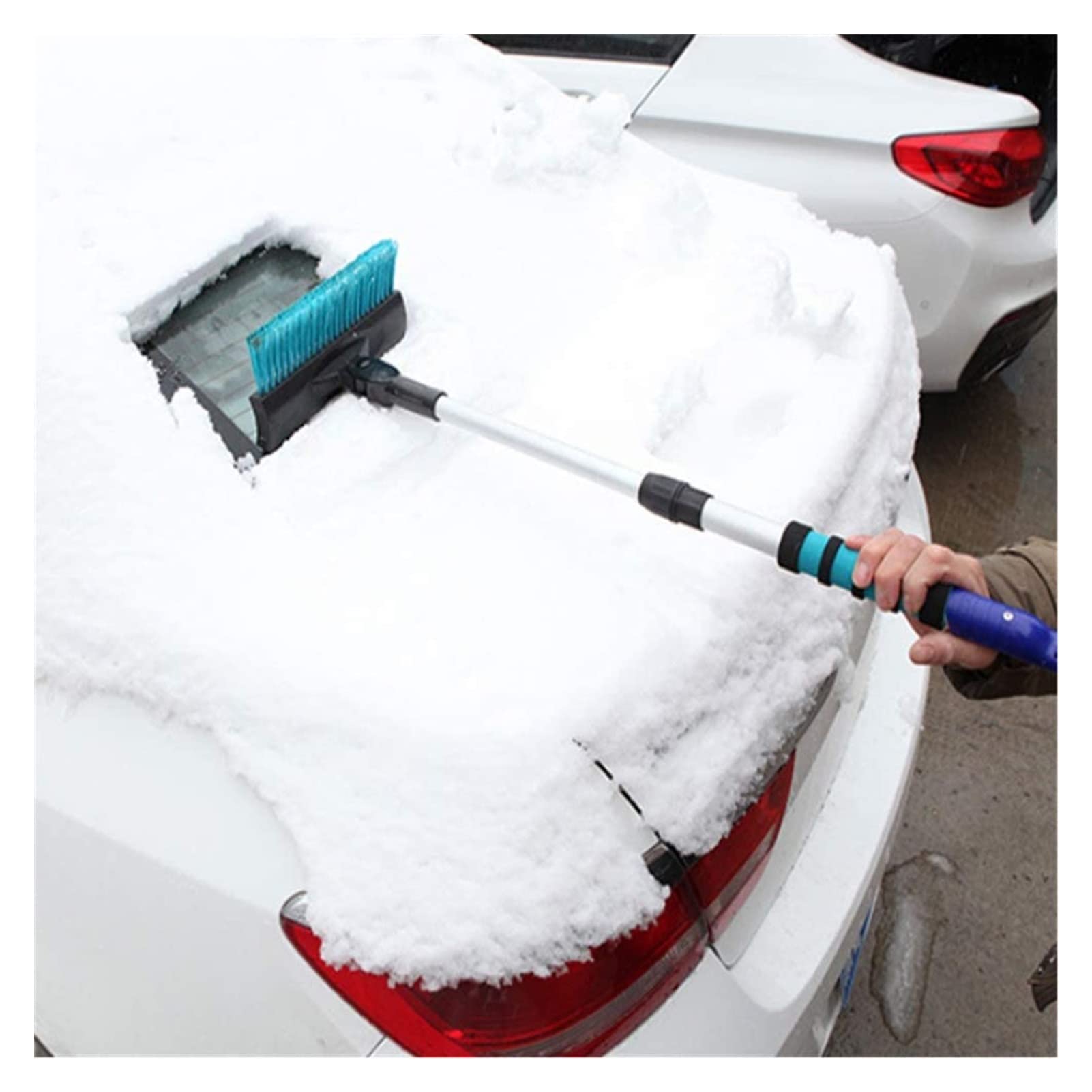 XMING Cepillos de Nieve Cepillo de Hielo de Nieve Extendido con Agarre de Espuma 25 Pulgadas de Longitud Ajustable for Cepillo de Nieve de Coches (Color: Azul)
