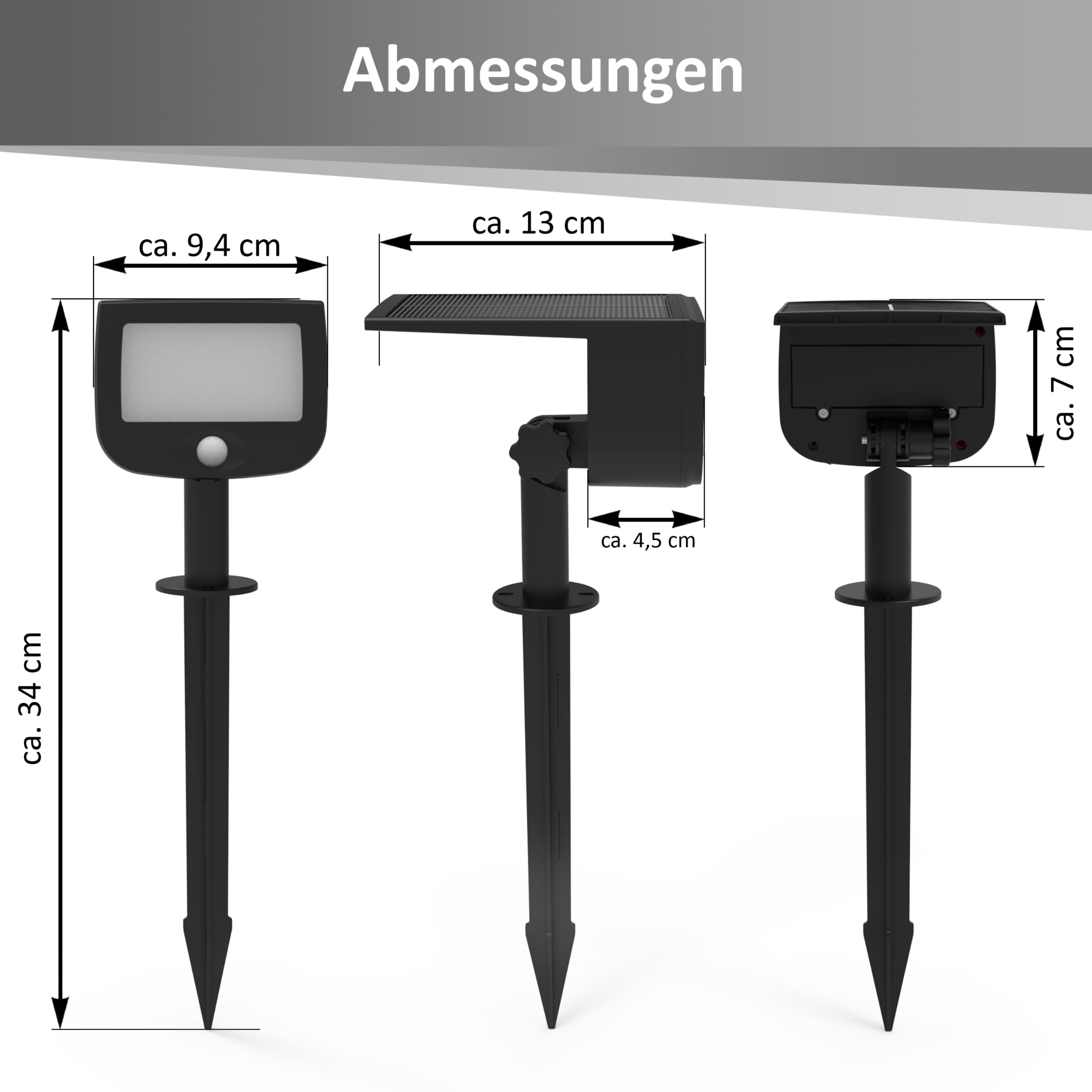 Northpoint LED Solar Strahler 3er Set Bewegungsmelder Außen Garten