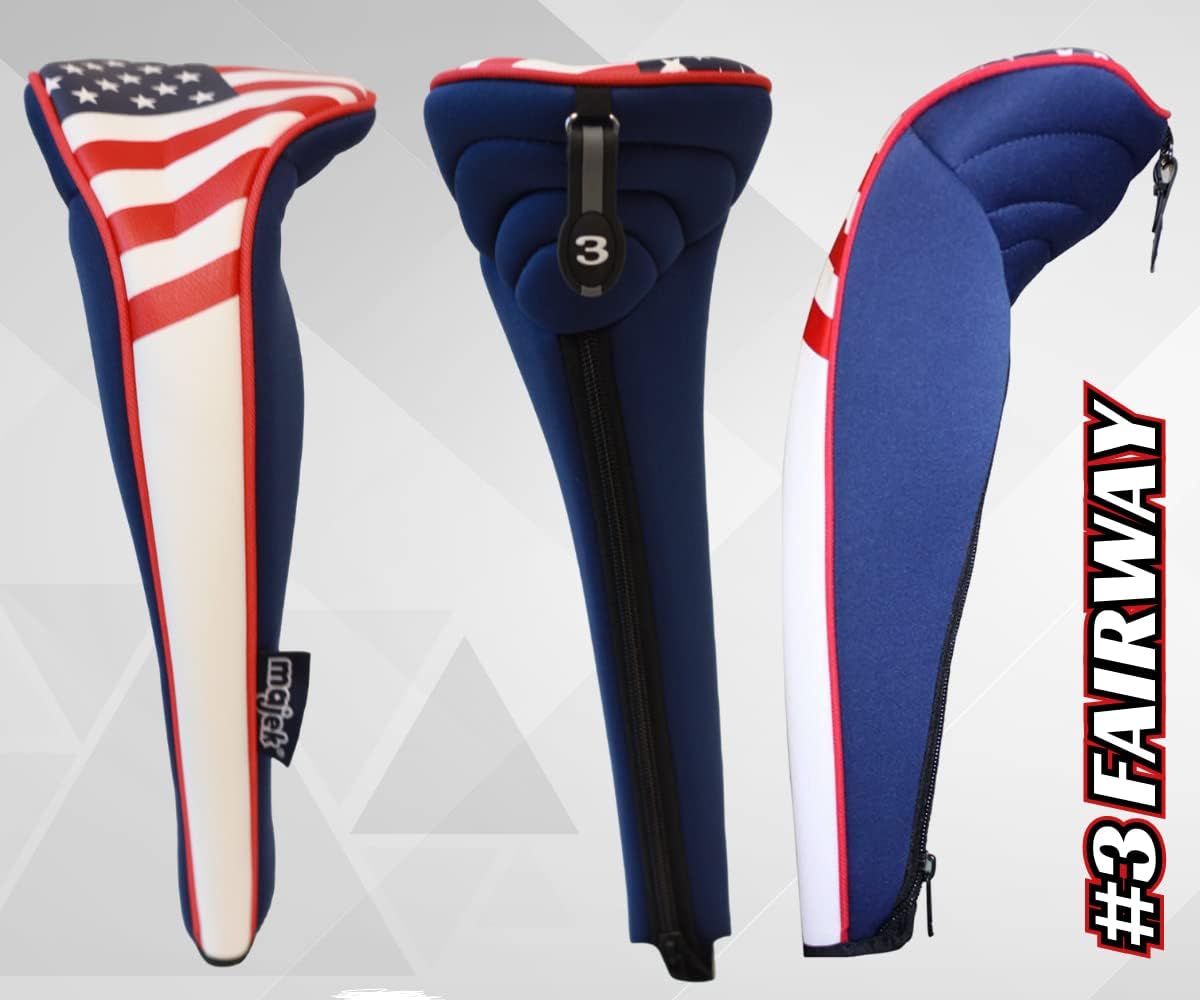 USA Patriot Golf Zipper Head Covers 1 3 5 H Driver Hybrid Fairway Headcovers - Image 6