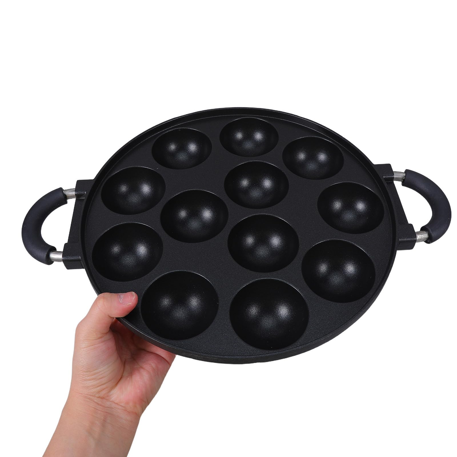 KICHOUSE Patelnia do grillowania Takoyaki: 12 otworów, japońska patelnia do pieczenia kulek ośmiornicy, do grillowania z nieprzywierającą powłoką, do gotowania w kuchni