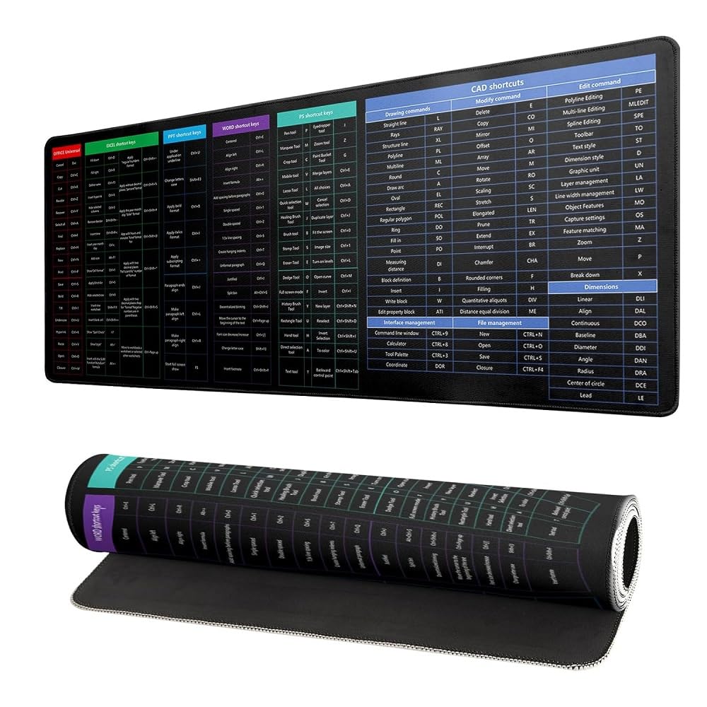 AARUX Keyboard Shortcuts Key Mouse Mat | Anti-Slip Keyboard Pad with Shortcuts Key Patterns Computers Software Shortcut Key Design | Extra Large (80x30x2Cm) Computers Laptop Mouse Pad, (Multi Color) (B0CWQYKZW8) Amazon Price History, Amazon Price Tracker