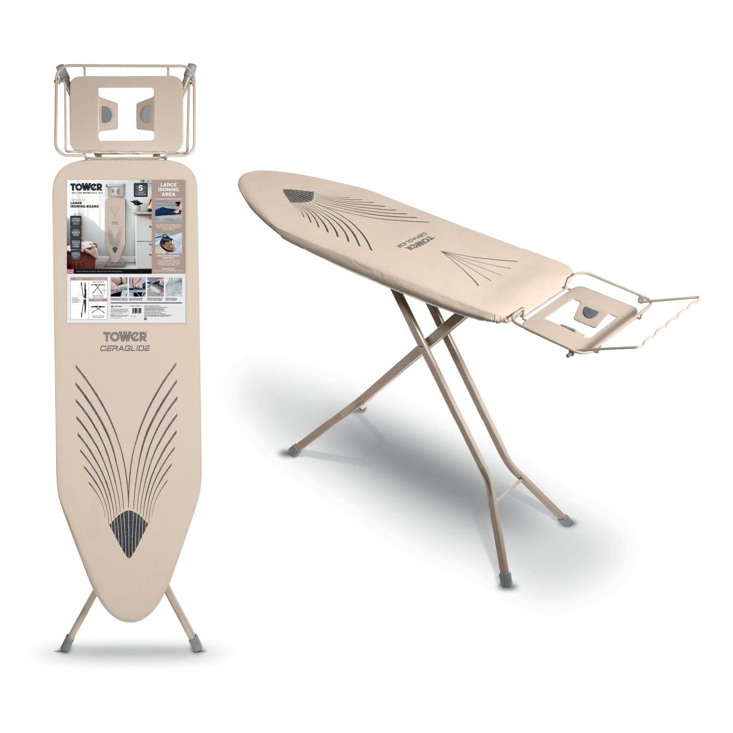 Tower Large Ironing Board Ceraglide Plus Latte