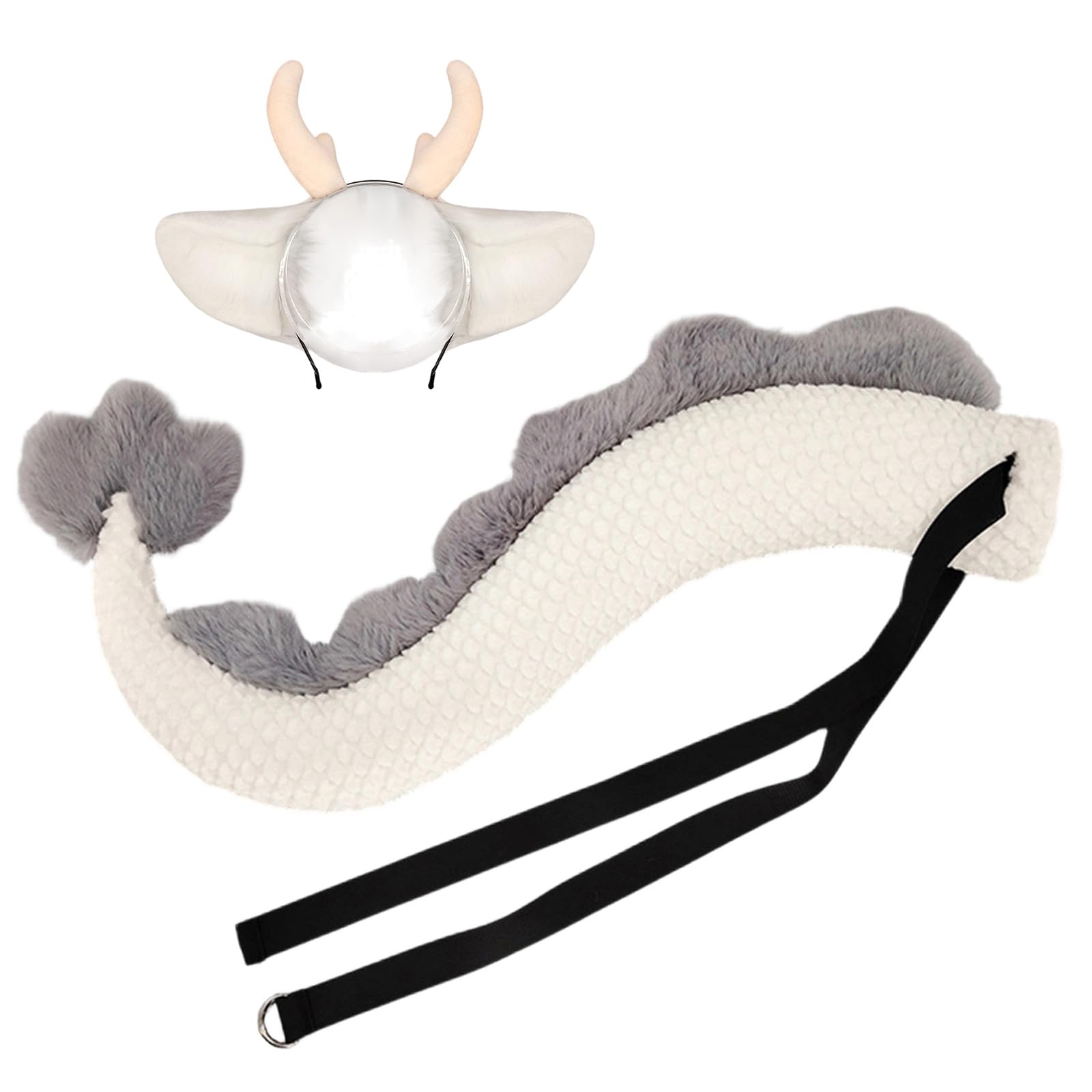 Adorabile corna di drago pelosa con coda, ideale per feste in costume, comoda attrezzatura per cosplay