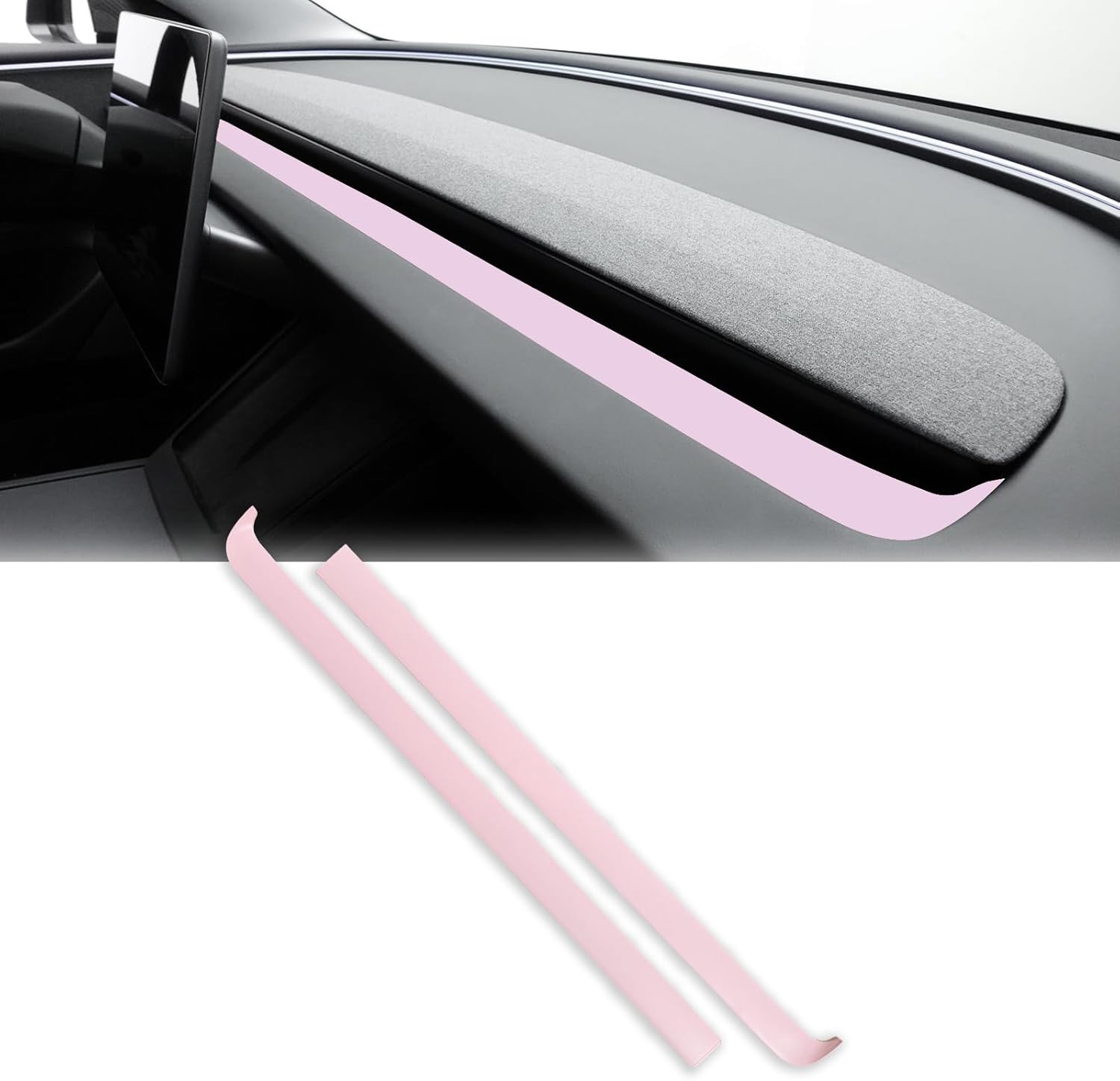 Fit Tesla Model Y Juniper 2025 2026 Dashboard Panel Trim for Center Console Front Air Condition Vent Cover Sticker ABS Accessories 2Pcs(Matte Pink)