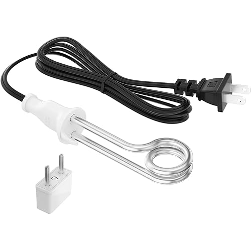 Immersion Water Heater 300W 120/240V Portable Immersion Water Heater Element, Instant Immersion Cup Mug Heater Fit Camping Traveling Coffee/Tea/Soup Electric Water Portable Reheater