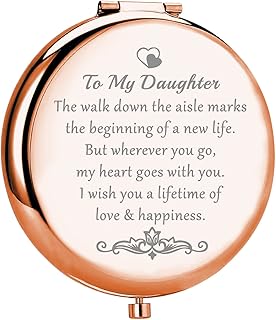 MYOSPARK Daughter Wedding Gift to My Daughter Compact Makeup Mirror Gift Daughter Wedding Day Keepsake Gift from Mom Dad (CA Daughter Mirror)